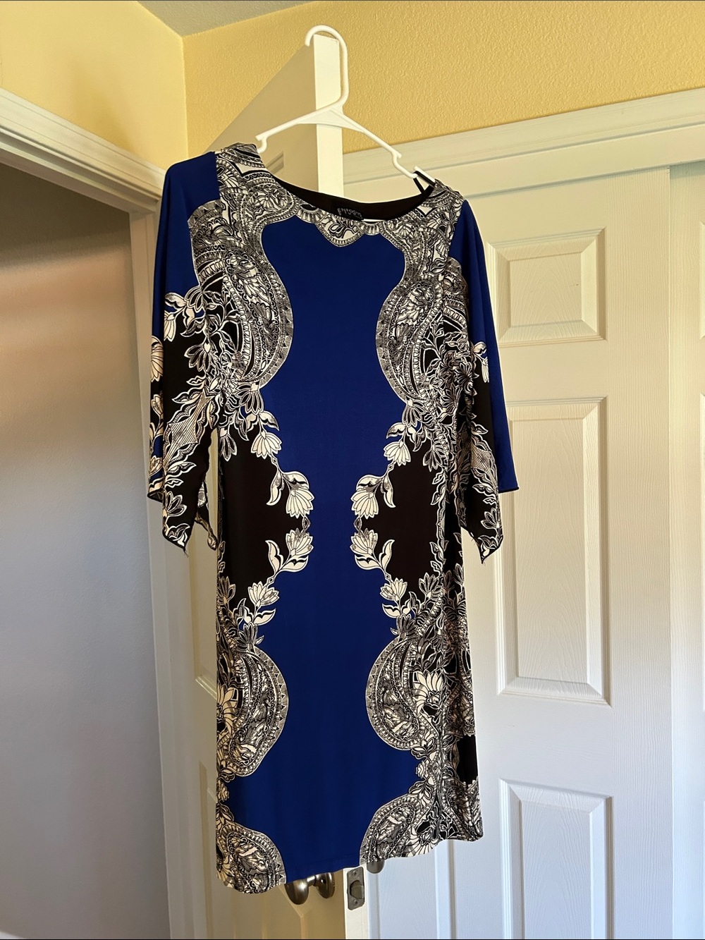 Enfocus Studio Blue and Black Paisley-Print Midi Dress